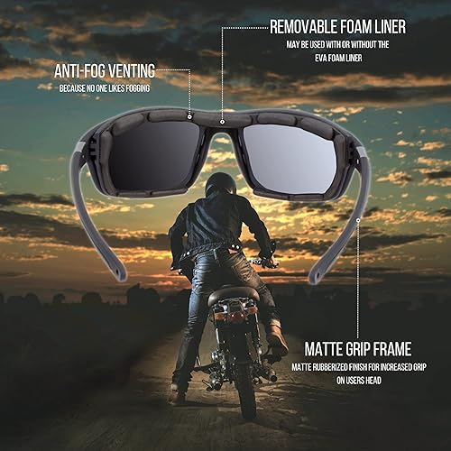 Miniatura 3 de WYND Blocker - Gafas de sol envolventes Airdam para motocicleta, conducción, pesca, navegación (Negro mate, Ámbar)