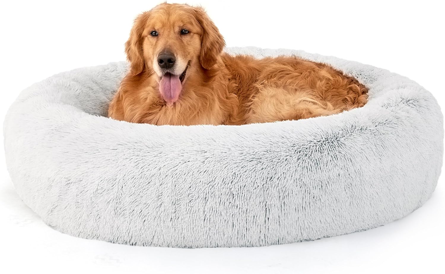 Bedsure Dog Bed Large Donut Dog Beds for Large Dogs, Fluffy Dog Bed