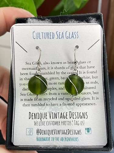 Miniatura 3 de Frosted Lime Green Sea Glass 10mm Dangly Swirl Drop Pendant in Steel, Copper, Bronze, Black Iron, Titanium, Sterling Silver, 14K Gold, Rose Gold, or