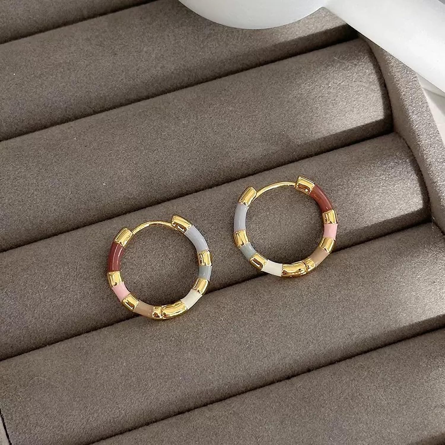 Milan Chiva 14K Gold Plated Small Huggie Dangle Earrings | Lightweight Trendy Heart Dainty Jewelry Hypoallergenic Chunky Gold Hoops Earrings Jewelry Valentine's Day Gift for Women - Image 3