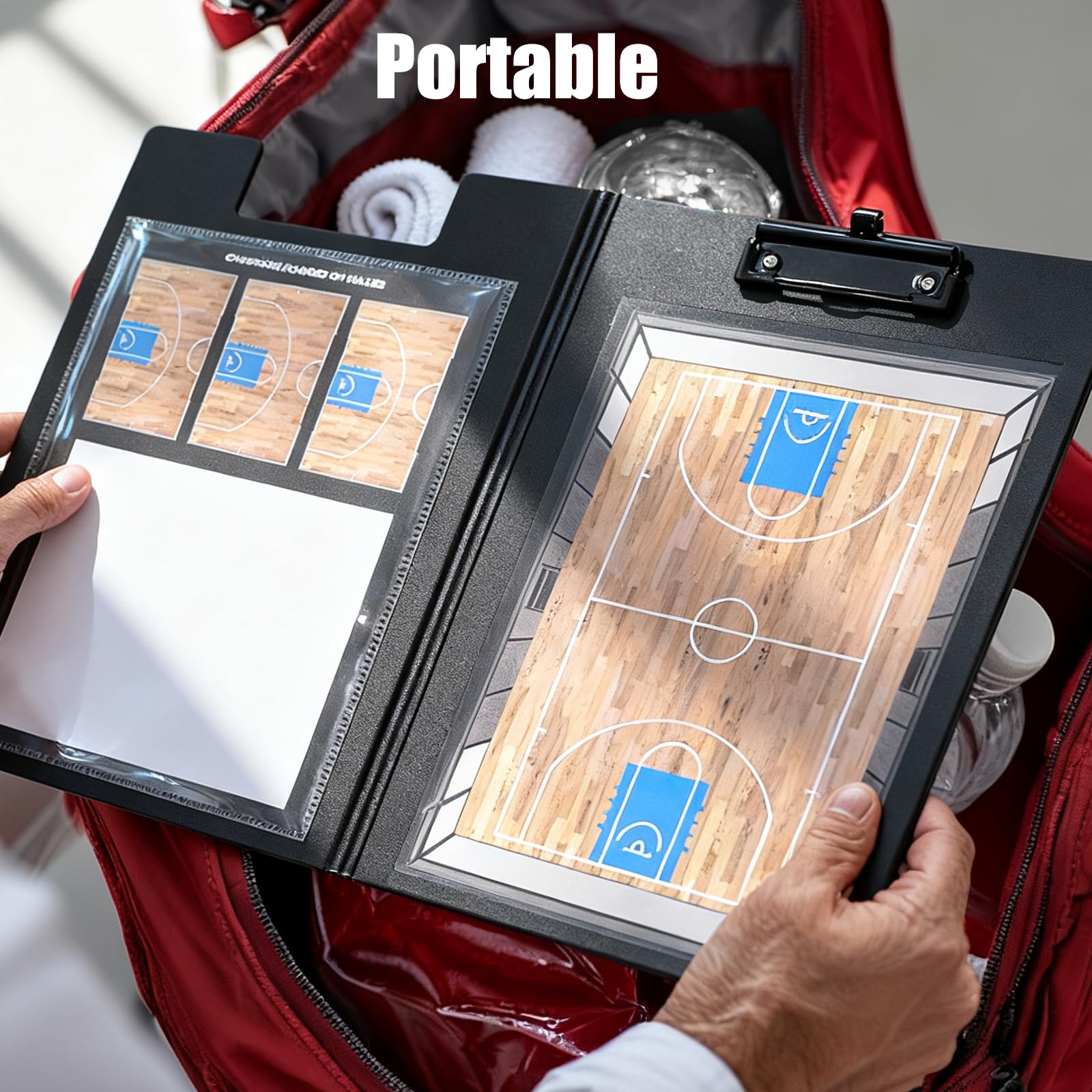 Pizarra Entrenador Baloncesto Magnética Portátil con Accesorios Imanes Marcadores