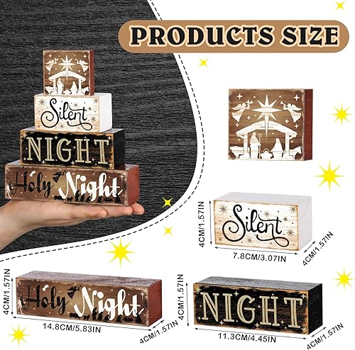 Miniatura 2 de Letrero de madera para mesa de Navidad de madera para Navidad, letrero decorativo de noche santa de Navidad, bandeja escalonada, centros de mesa de