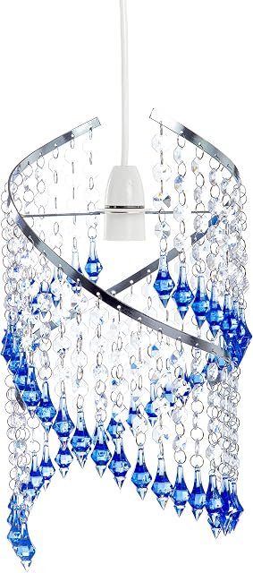 Innoteck Spiral Blue Droplet Pendant Light Shade, Acrylic, Clear & Blue