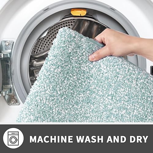 Miniatura 7 de Yimobra Alfombras de baño antideslizantes lavables de 24 x 17 pulgadas, tapete de baño de microfibra ultra suave y absorbente, alfombra decorativa