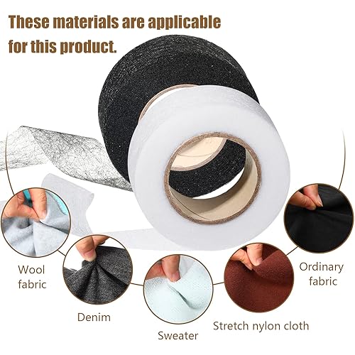 Vista 12 de Outus Cinta adhesiva para planchar en el dobladillo, cinta adhesiva para dobladillo de tela Wonder Web para pantalones cada 27 yardas, 2