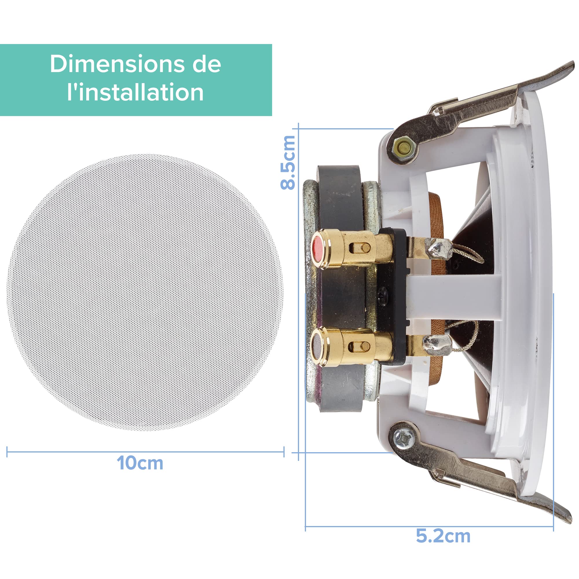 ArtSound FL30 Haut-parleurs muraux passifs 2 pièces 20W Gamme complète Rond Blanc