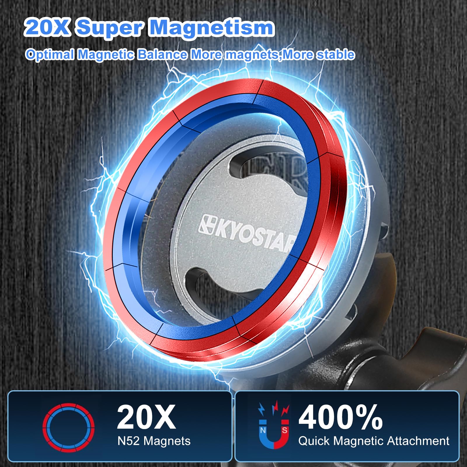 Kyostar Supporto magnetico per telefono per Jeep Wrangler JL 2018-2023, supporto per bocchetta di ventilazione auto, regolabile a 360°, forte aspirazione per tutti gli smartphone