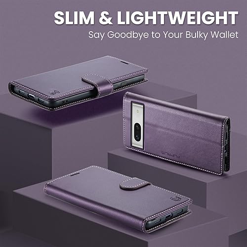 Miniatura 3 de Funda tipo cartera para Google Pixel 7A (no Pixel 77pro) con bloqueo RFID, tarjetero de crédito, de piel sintética, con función atril, funda