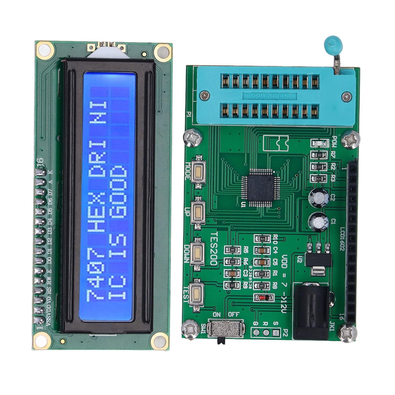 Fafeicy Medidor de Circuito Integrado PCB Digital IC Tester 7 a 12VDC Pantalla LED Prueba de 3 Segundos Amplio Rango de Temperatura para Técnicos de Reparación y Banco de Trabajo Electrónico de la