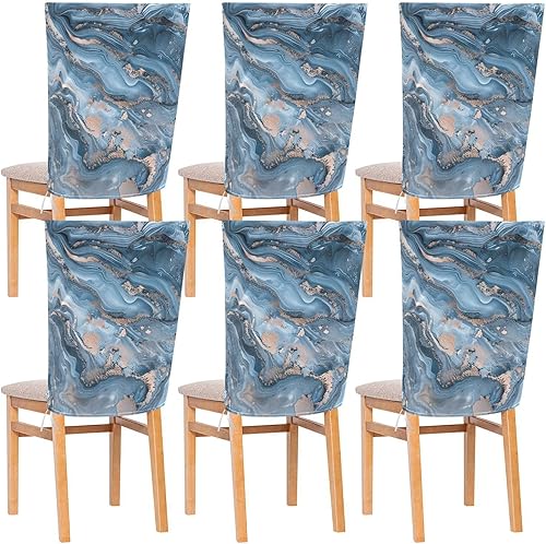 A Closeup of an Abstract Marble Pattern Decorative Chair Covers for Party for Home Decor Anti-Dust Waterproof Chair Covers for Dining Chairs