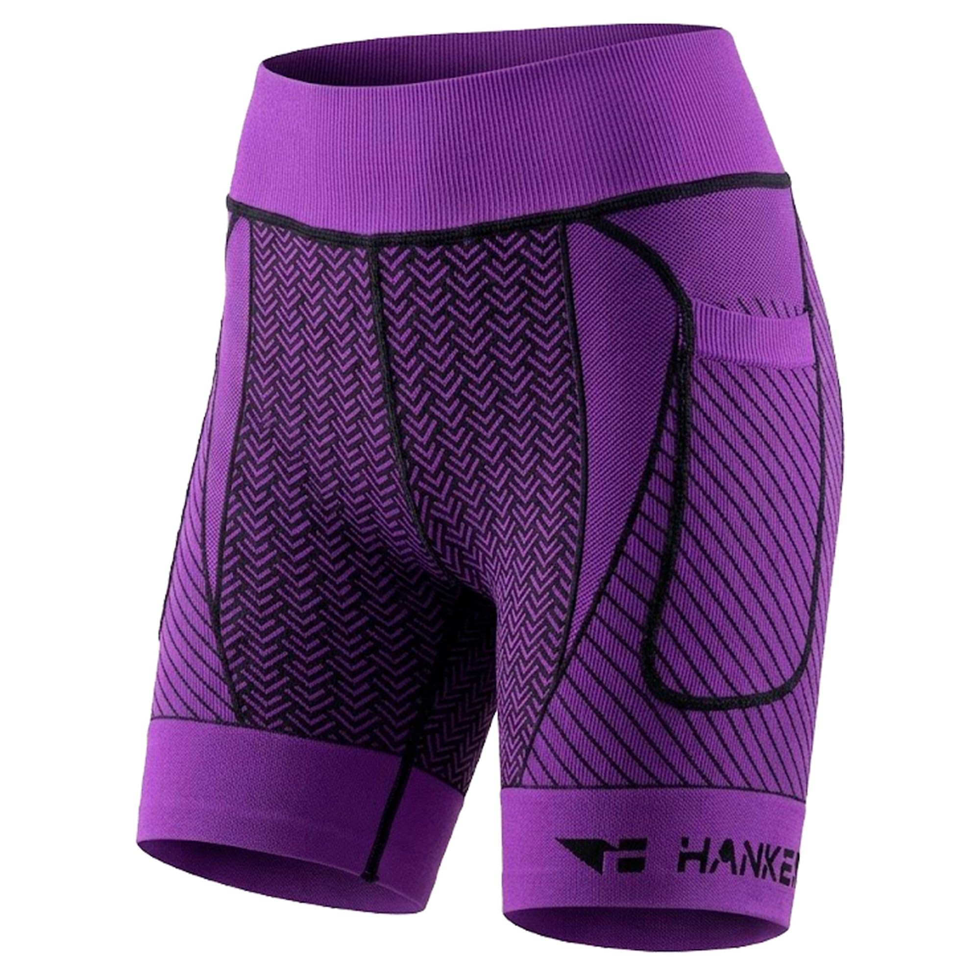 HANKER Mallas Cortas Mujer Compresivas Akasha 2.0 con Bolsillos, Cintura Tubular para Running, Trail y Fitness