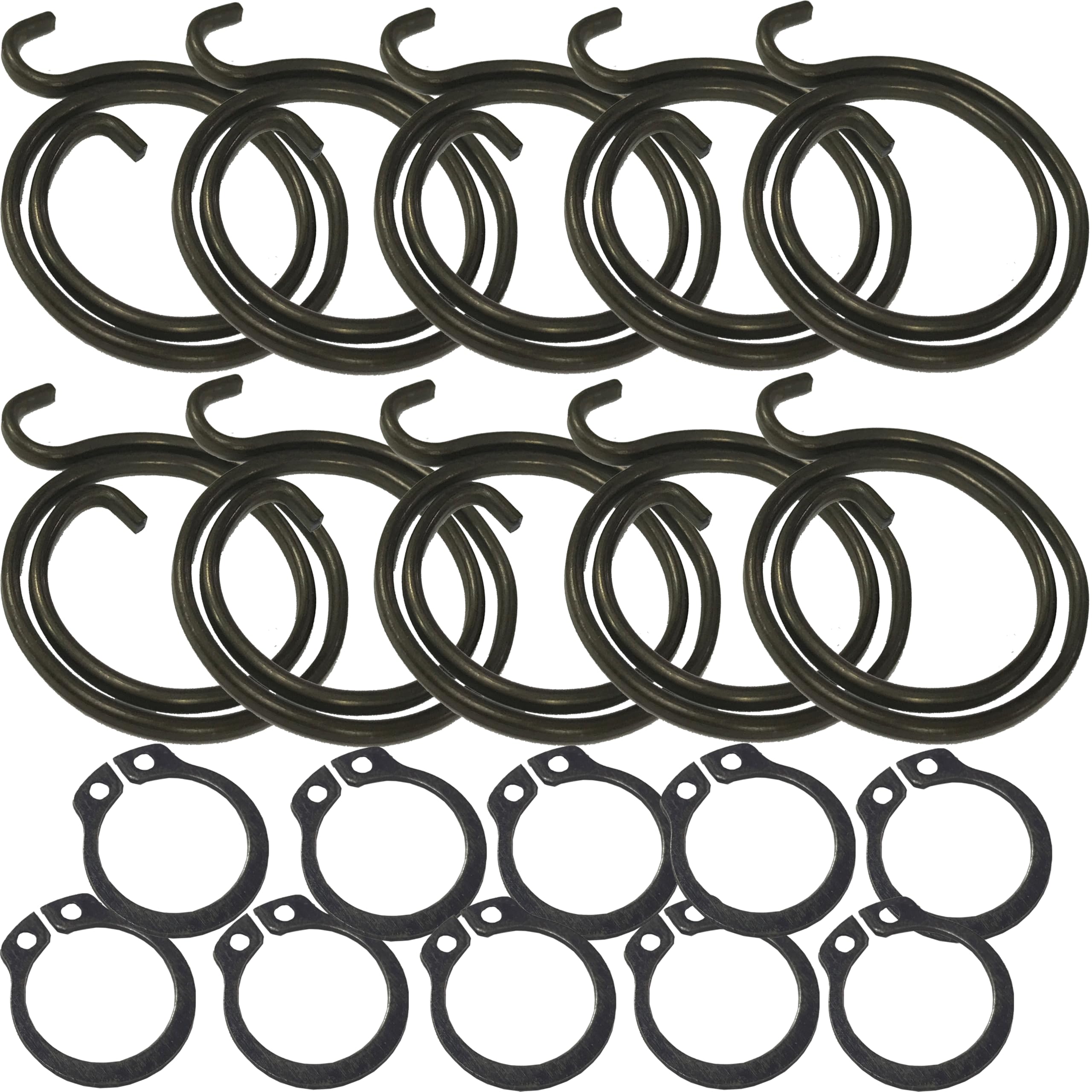 Door Handle Spring & Circlip Repair Kit, Pack of 10 Sets – 2 Turn 1.8mm Light Duty Metal Coil Springs with Matching Circlips for Interior Lever Handles, Lever-on-Rose & Backplate Door Repair