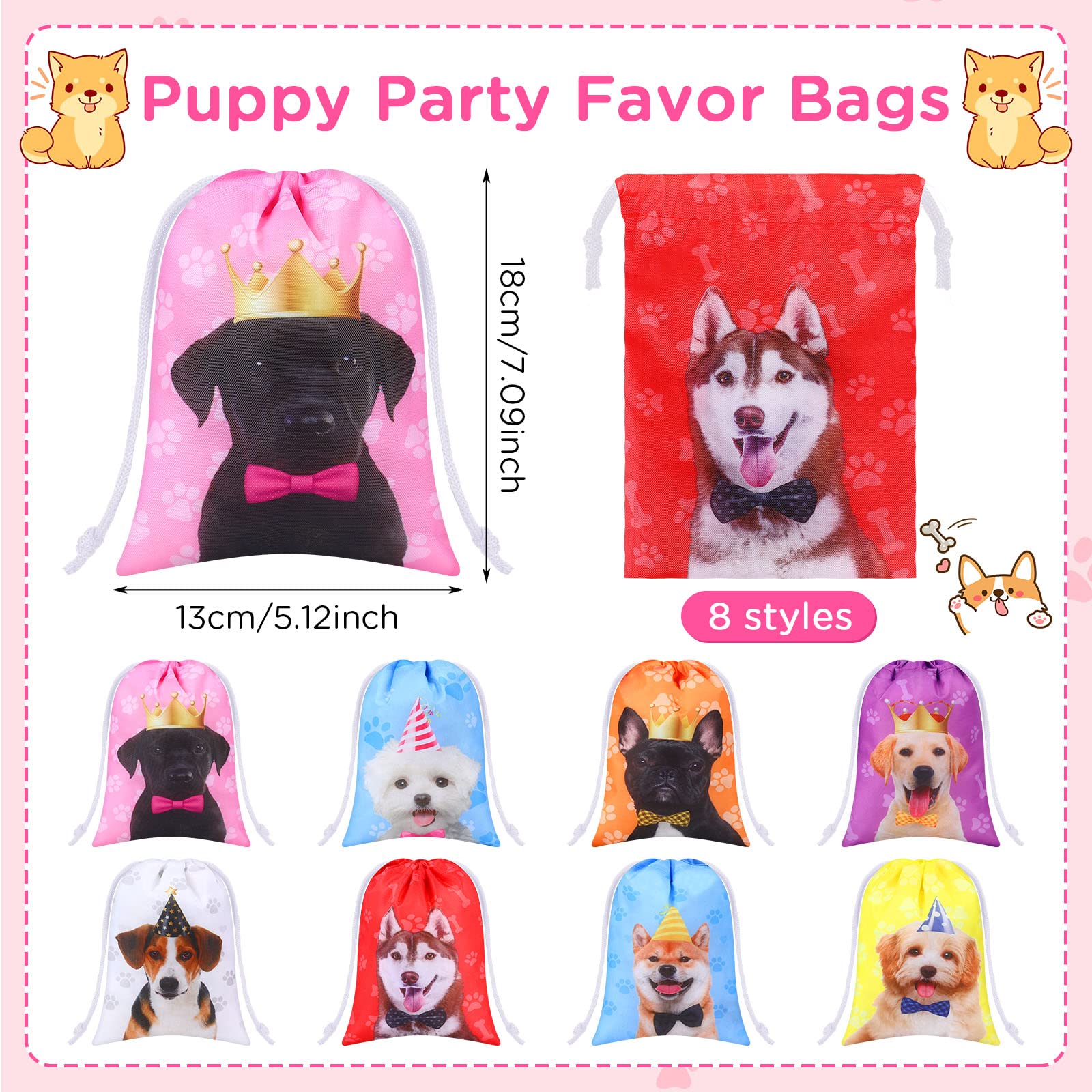 20 Pack Reusable Dog Paw Print Gift Bags – Cute Pet Party Favors For Birthdays & Showers - View #10