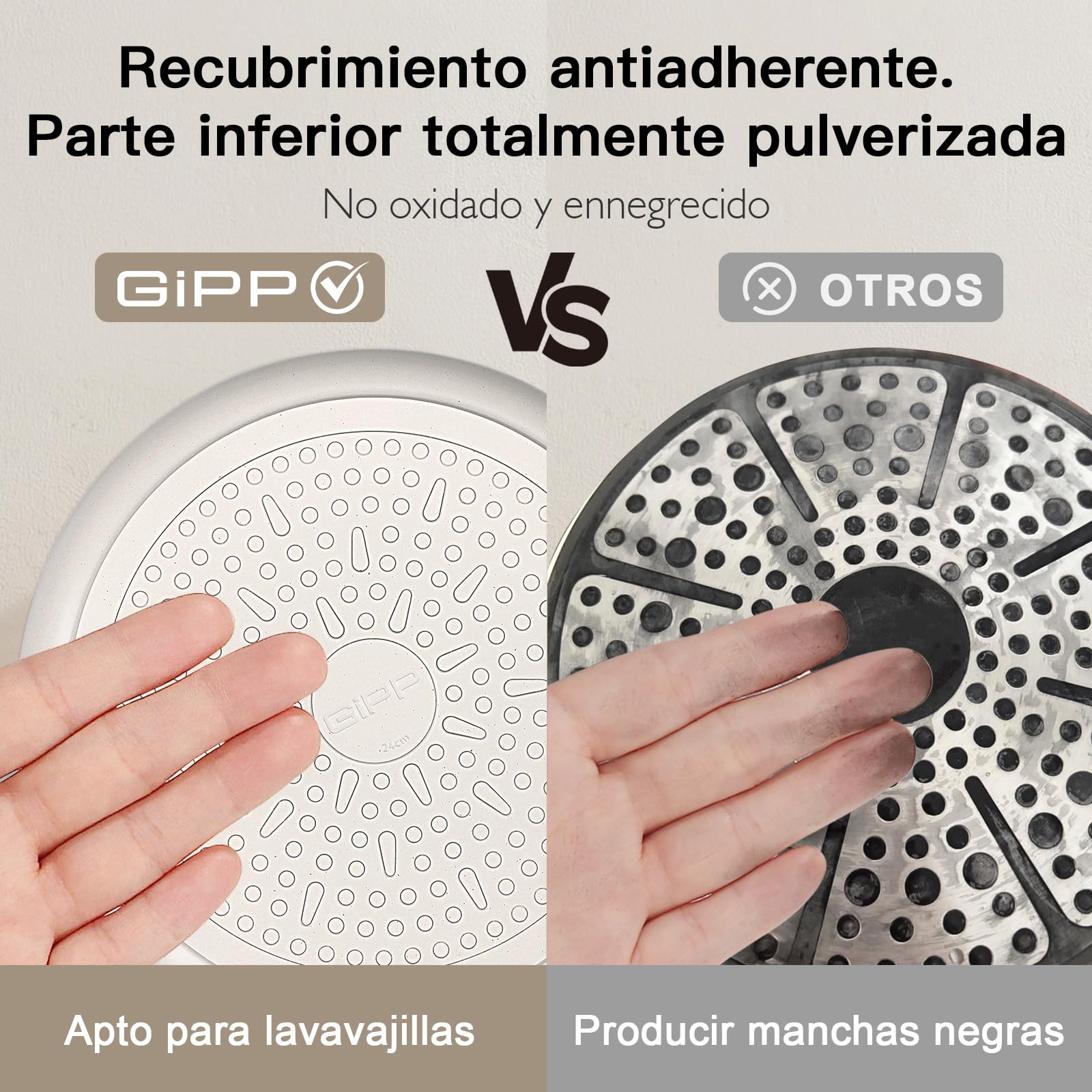 GiPP 22 Piezas Inducción Juego de Sartenes - Juego de Sartenes y Cacerolas con Revestimiento Cerámico Antiadherente, Batería de Cocina sin Tóxicos, Apta Para Diferentes Tipos de Cocinas, Blanco