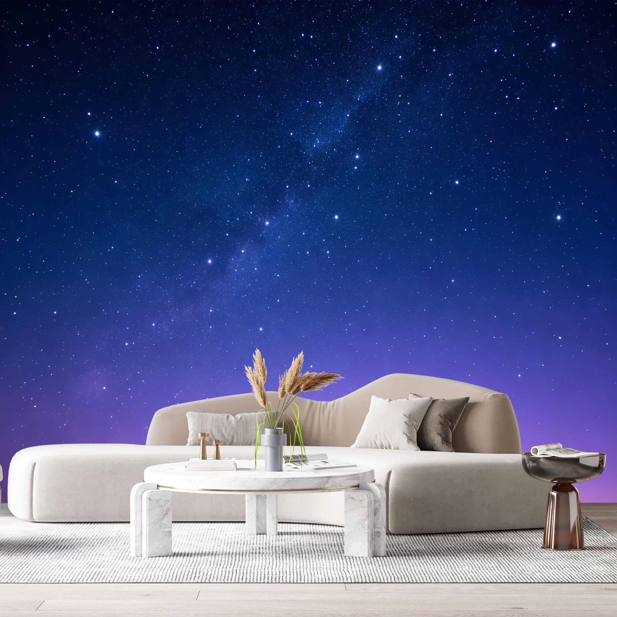 Custom Size Wall Murals Starry Night Sky Landscape Galaxy Horizon Watercolor SelfAdhesive Wall Fabric Removable Large Wallpaper for Photo Living Room