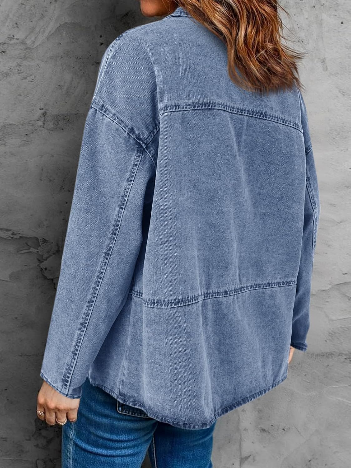 Cicy Bell Womens Oversized Denim Jackets Boyfriends Button Down Utility Jean Jackets Vintage Y2k Fall Coat - Image 4