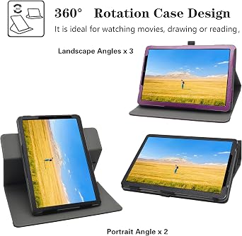 360°Rotating Cover Case for TCL TAB 8 NXTPAPER 5G/Samsung Galaxy Tab A11 SM-X133/TCL TAB Lite 9132S/TCL TAB 8 Gen 2/RebotAi A9/Lenovo Tab One 8.7 Inch Tablet,Purple