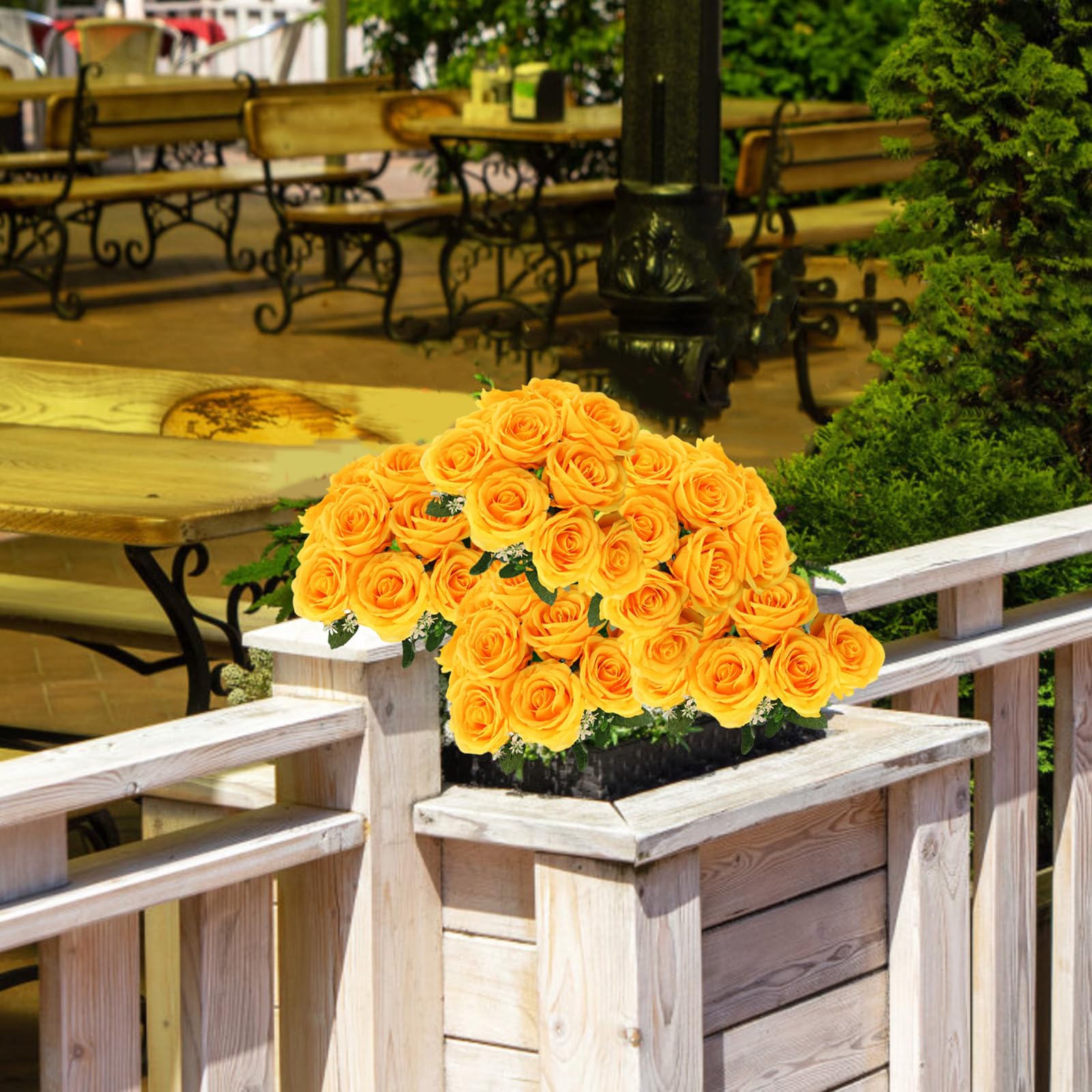 astylishome Faux Flowers that Look Real 10 Pcs Artificial Roses Realistic with Long Stem Flower Fake Rose Bridal Bouquet for Wedding Home Party Hotel Garden Decoration Yellow 1210 - Image 4