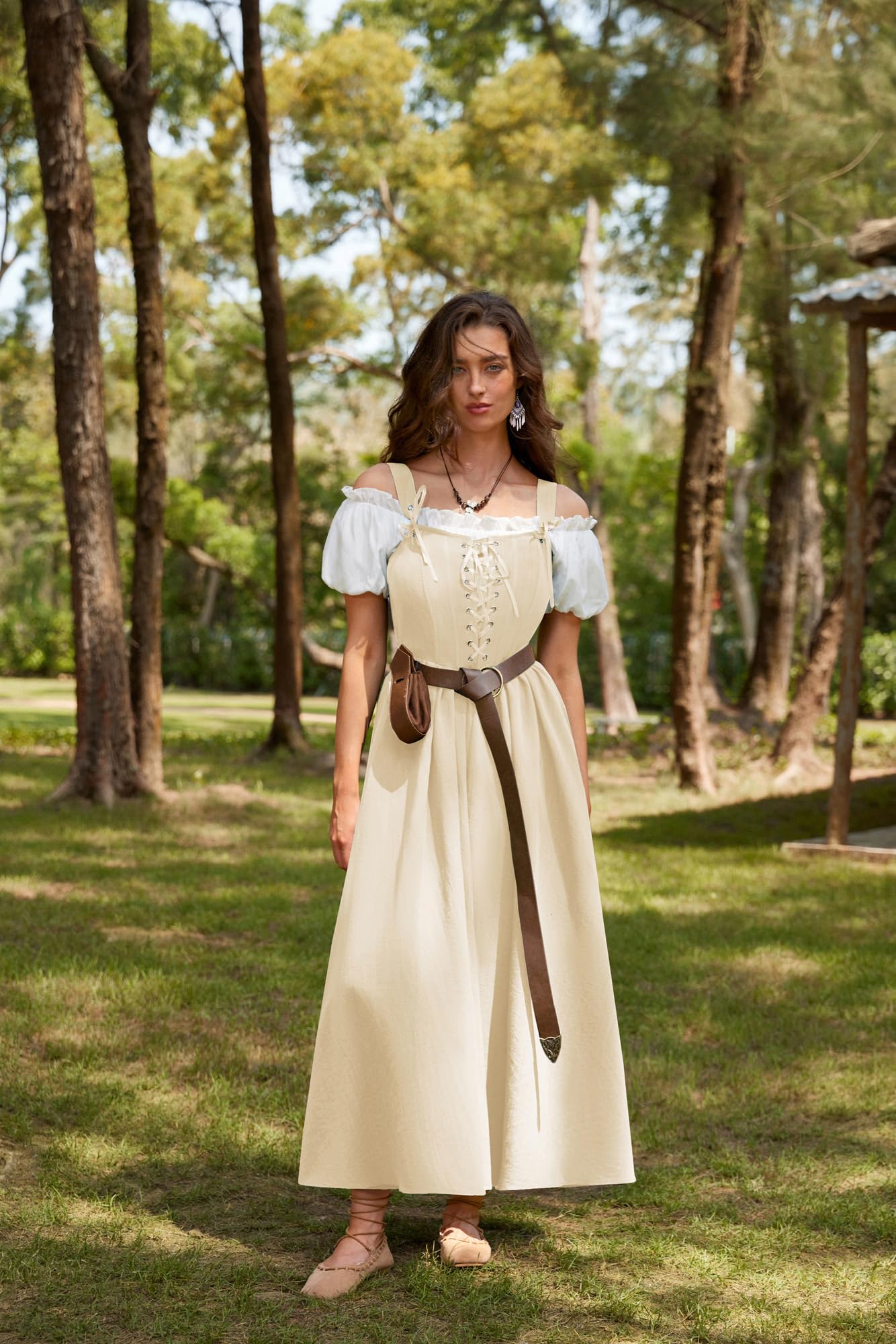 SCARLET DARKNESS Abito da donna rinascimentale, senza maniche, con lacci, linea ad A