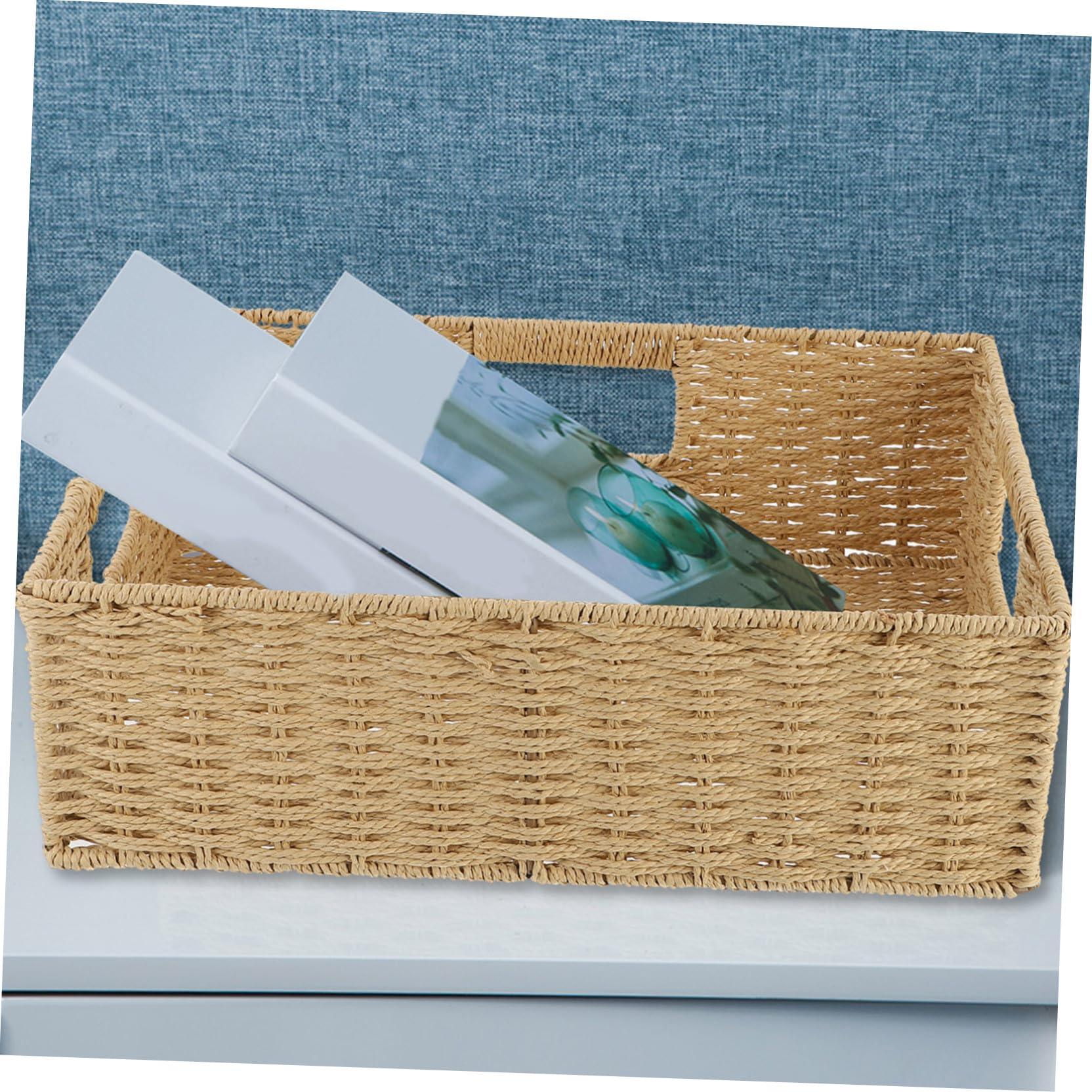 Aufbewahrungskorb aus Rattangeflecht, 1 Stück, Beige | Kleinigkeitenkorb, Handliches Design, für Ordnung im Regal, Natürliche Flechtoptik