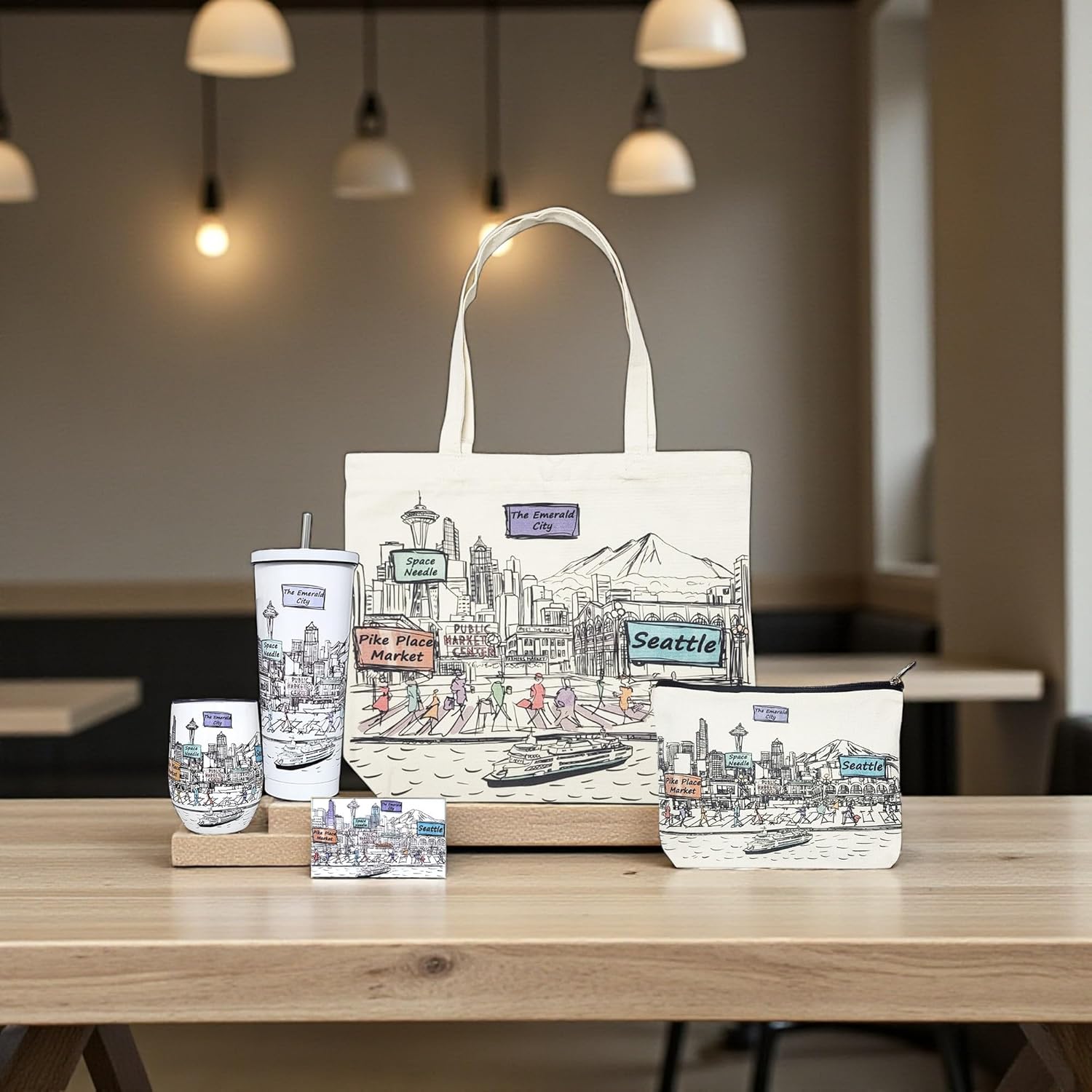 Cities Around the World Artwork Cosmetic Bag Series – Designed in USA, Travel Makeup Bag with Zipper, Souvenir Gift for Women, Artwork Organizer for Purse or Toiletry (Seattle) - Image 4