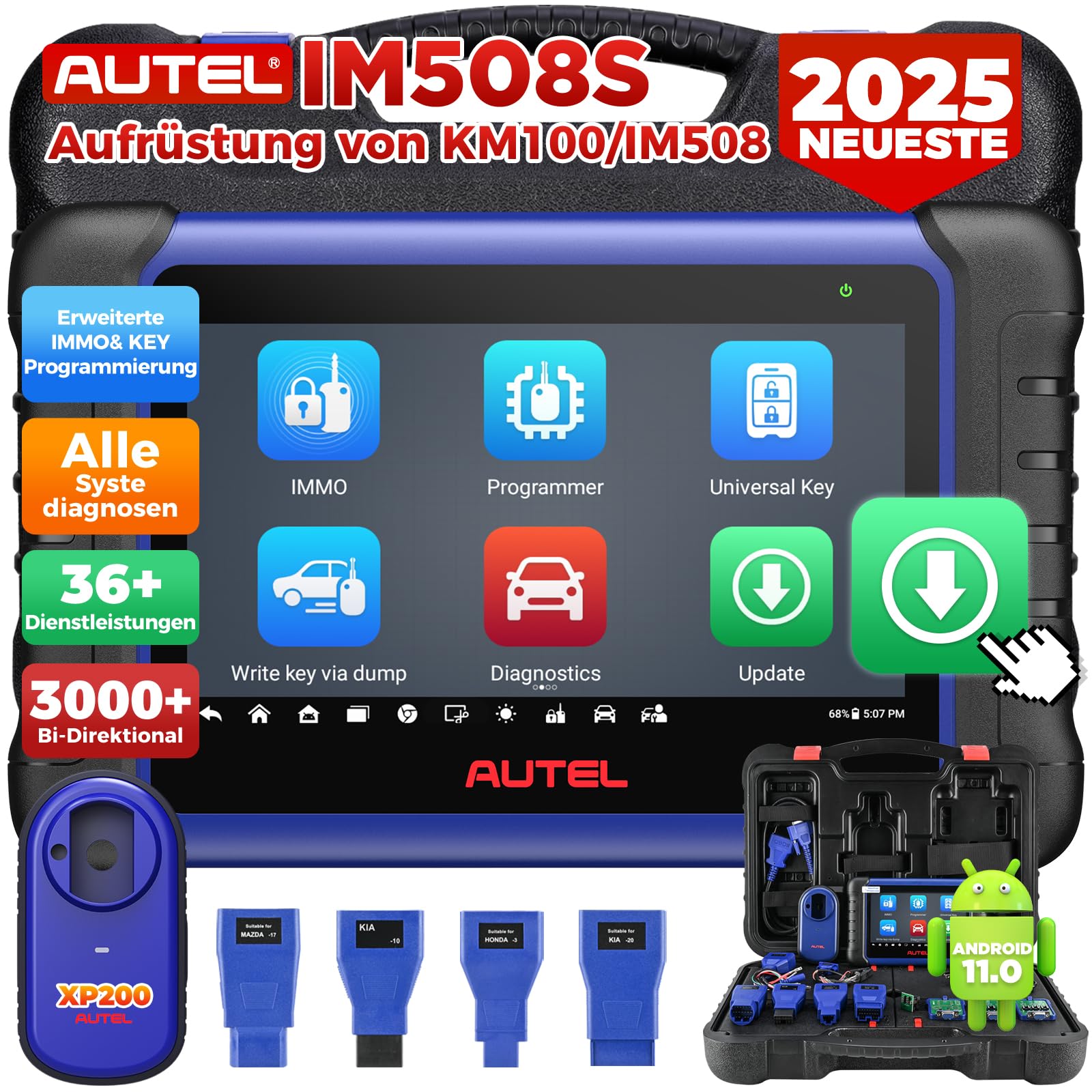 Autel MaxiIM IM508S Scanner [2 Jahres Update] Schlüssel Programmierwerkzeug mit XP200 Programmierer, Bidirektional Kontroll Auto Diagnosegerät, IMMO-Funktionen, 40+ Dienste, Alle Systemdiagnose