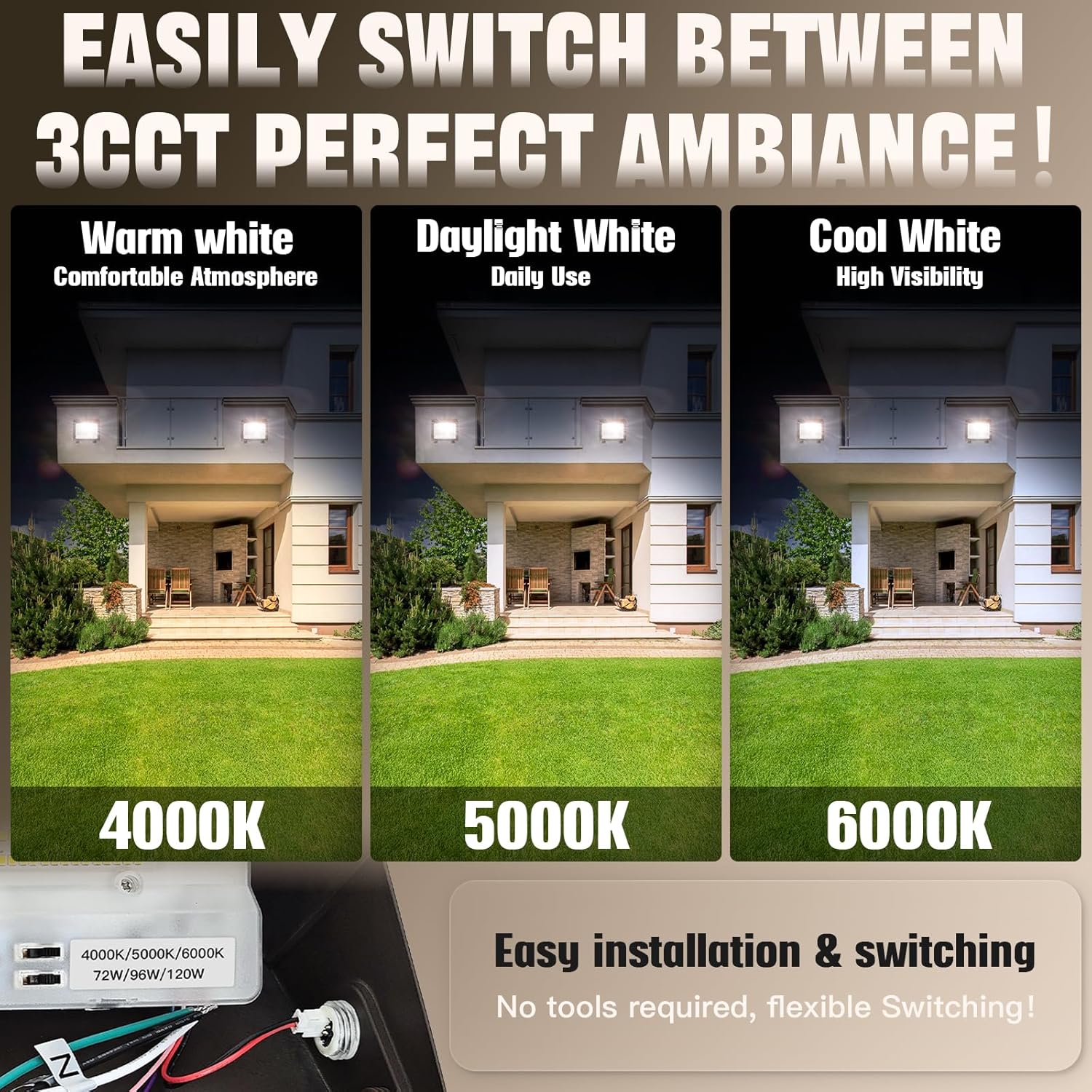 Dimmable 120W/96W/72W LED Wall Pack Light with Dusk to Dawn Photocell,18000LM 1000W HPS/HID Equiv.,6000K/5000K/4000K Daylight Outdoor Security Lighting,Commercial Wall Mount Lights for Warehouse,Yard