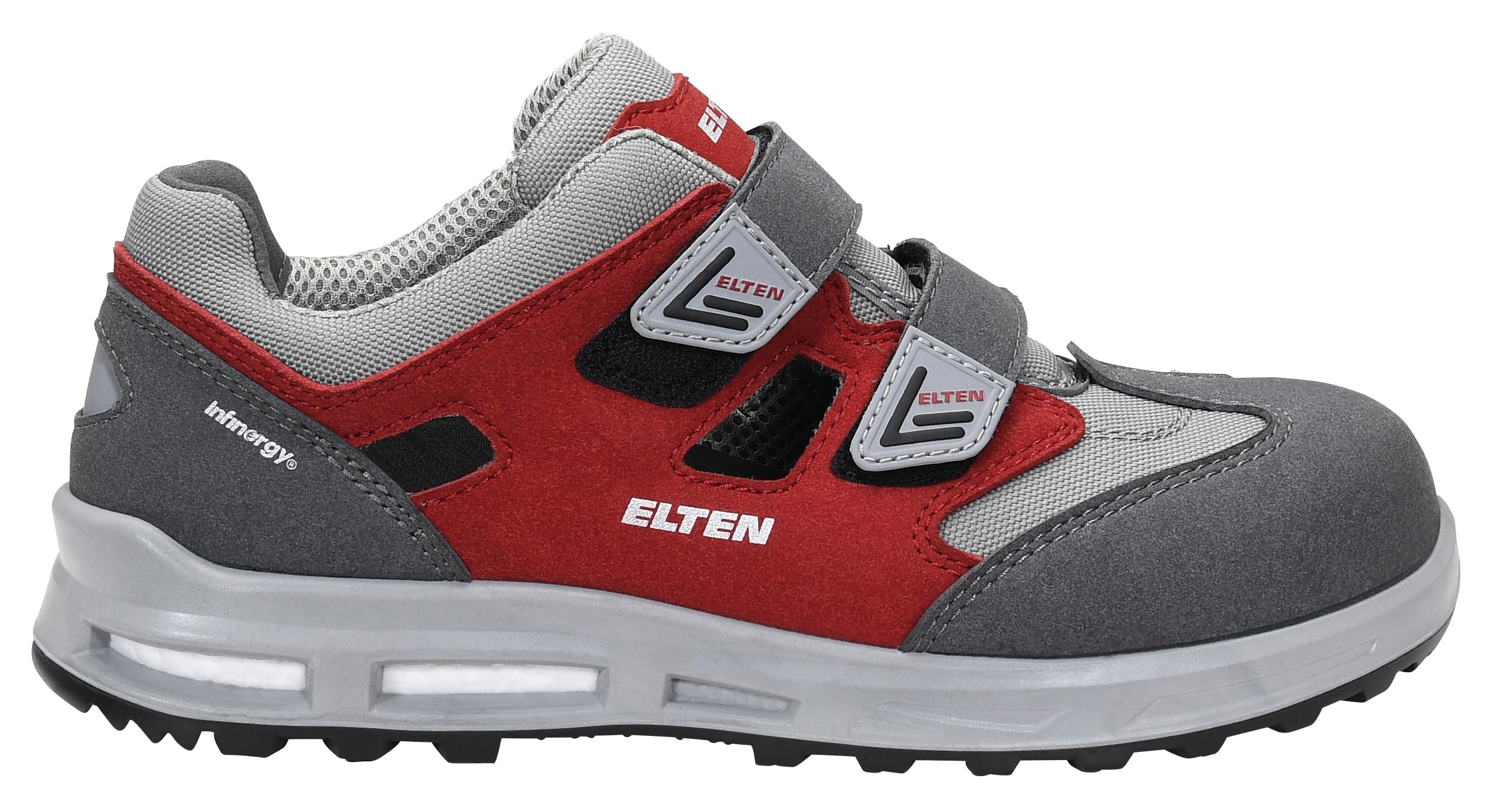 ELTEN Travis XXT Grey-red Easy ESD S1 | Sicherheitsschuhe für Damen & Herren, Kunststoffkappe, leicht, atmungsaktiv