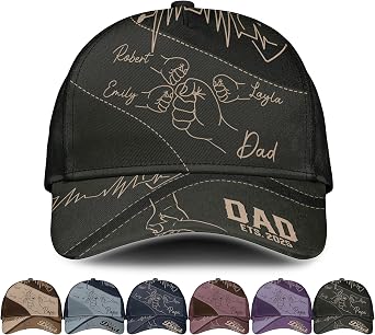 Personalized Classic Dad 3D Cap, Best Dad Gifts from Daughter & Son, Customized Fathers Day Dad Hats