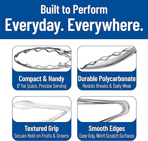 Miniatura 4 de Carlisle FoodService Products 410907 - Pinza Carly para ensalada, pinza utilitaria de 9 pulgadas, transparente, paquete de 12