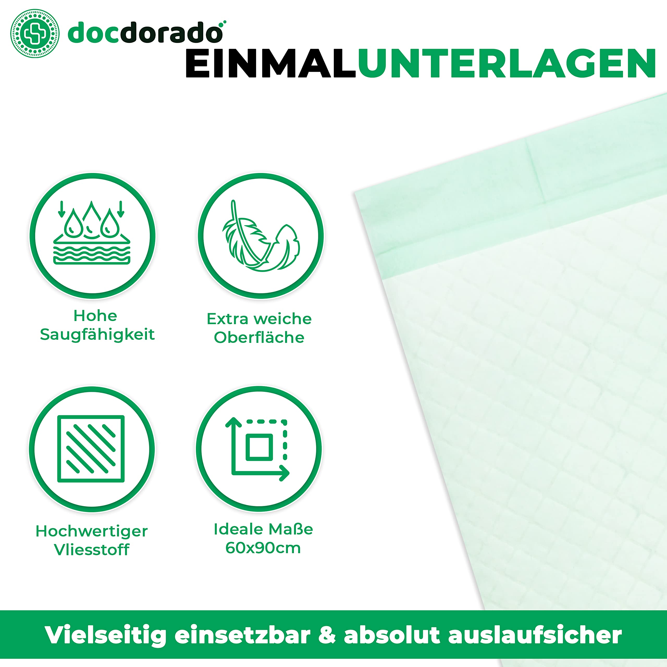 100 x 6-lagige Promanu Cellulose-Einweg-Patienteneinlagen, gepolsterte Inkontinenzeinlagen, Babyunterlagen, Tierblau, ca. 60 x 90 cm