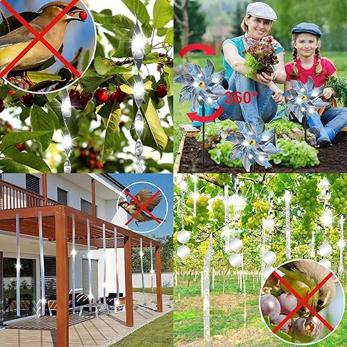 Miniatura 6 de Bird Deterrent Devices Outdoor Set,12 PCS Bird Reflectors Rods,24 PCS Highly Reflective Double-Sided Bird Reflectors,Keep Pigeons,Woodpeckers and