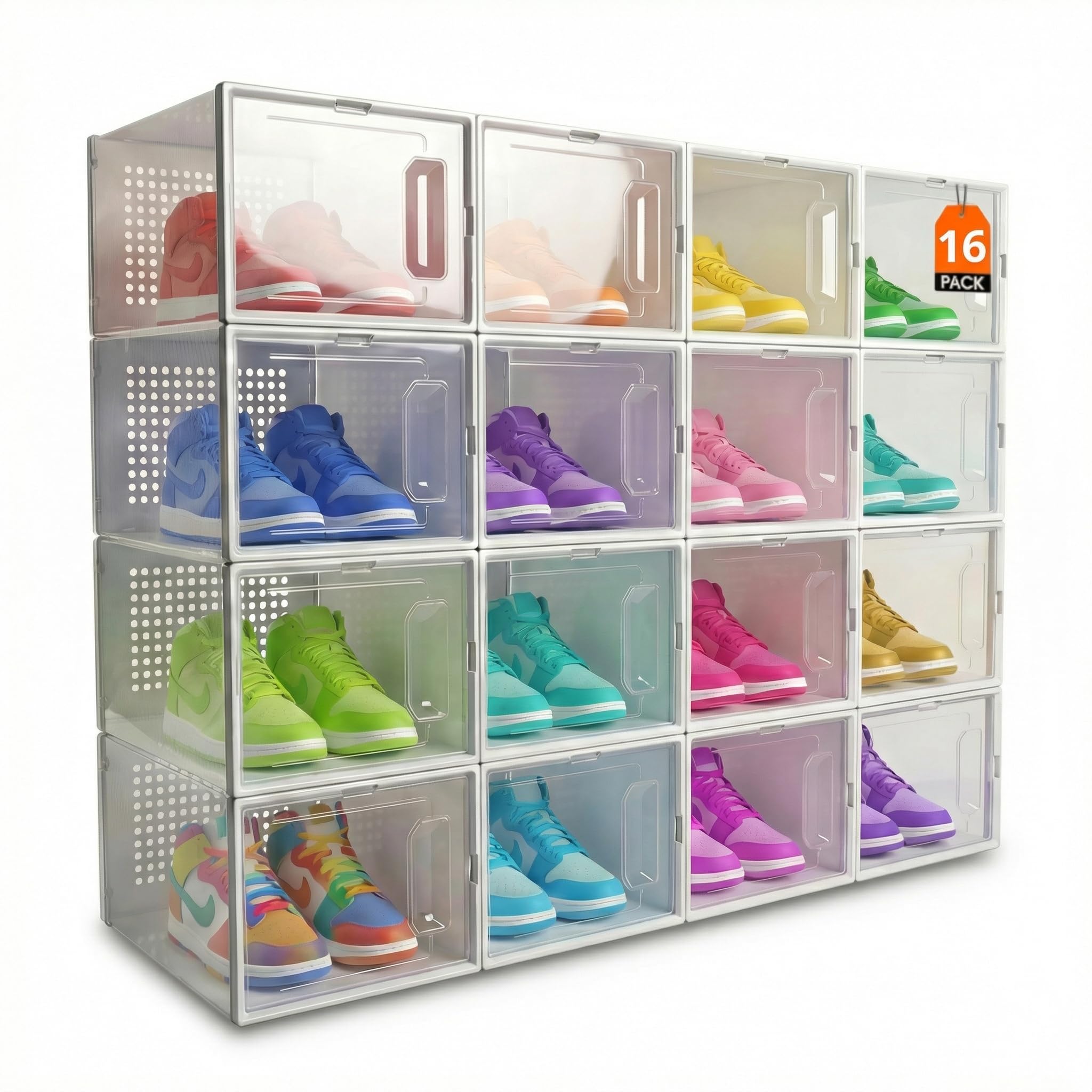 Cajas zapatos transparentes antihumedad pack 16 organizadores apilables para armarios caóticos