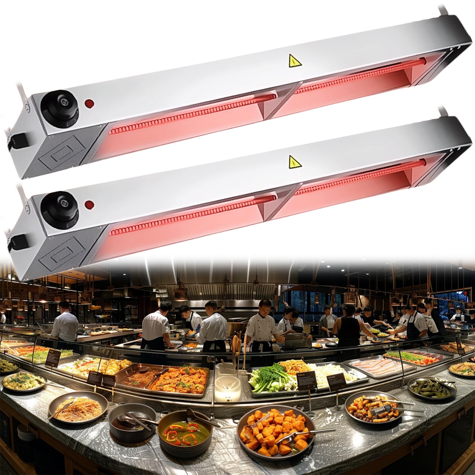 Wärmebrücke Küche Gastro, Edelstahl Wärmelampen für Speisen(150cm)