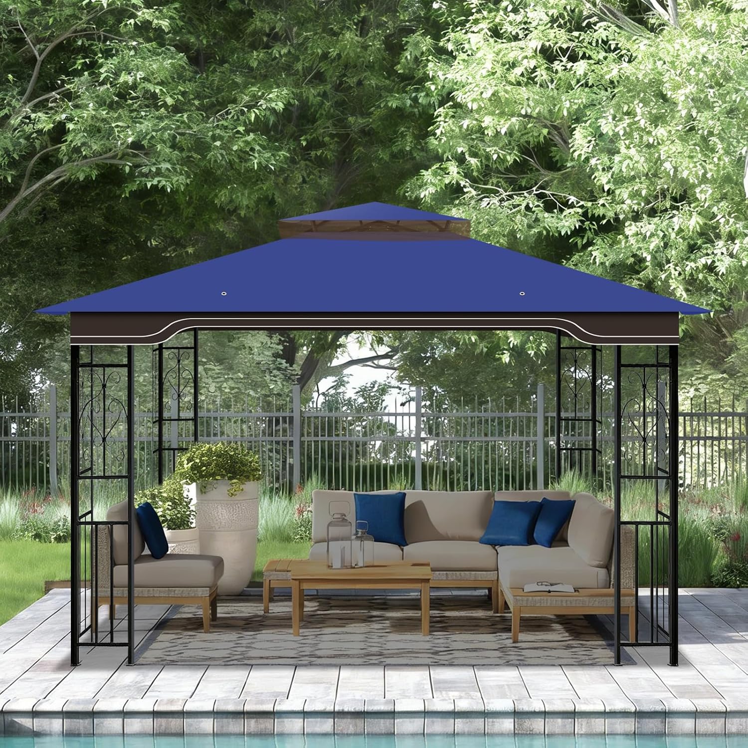 Replacement Gazebo Canopy, 10 x 12 FT Durable Outdoor Roof Cover – Fits Regency II Patio Gazebo L-GZ798PST, A101004104, A101004105 (Blue)