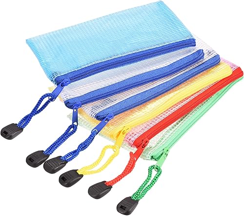 Miniatura 1 de YOKIVE Paquete de 6 bolsas de malla con cremallera, bolsillos de malla B8 para archivos, bolsa de plástico para documentos, ideal para