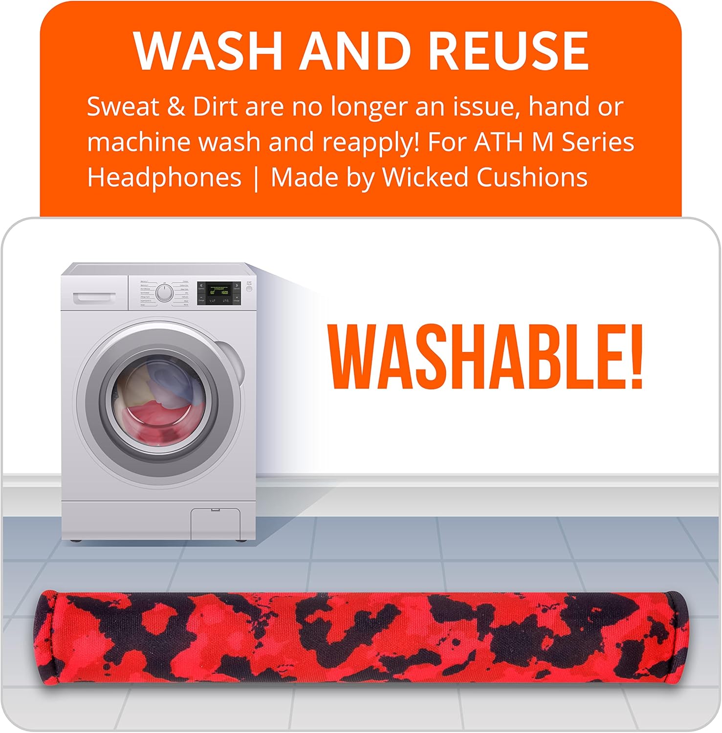 WC PadZ & BandZ Bundle - Replacement Earpads and Headband Cover for ATH M50X and M Series Headphones | Red Camo Pack