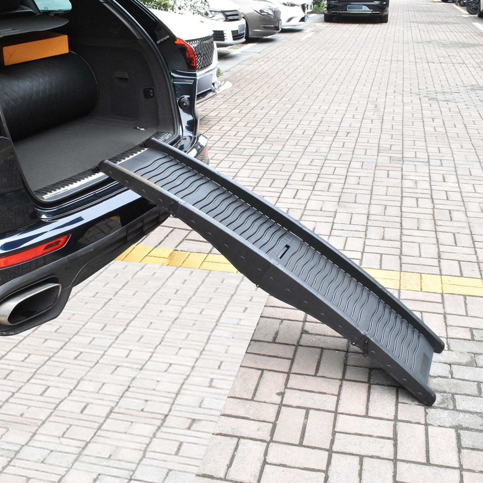 Piesowa Rampa do Samochodu, Składane Rampy Schodów dla Zwierząt, Przenośna Zewnętrzna Wewnętrzna Stopnia Psa Rampa do Ciężarówki SUV High Bed Couch, 59,45x15.35 Cali