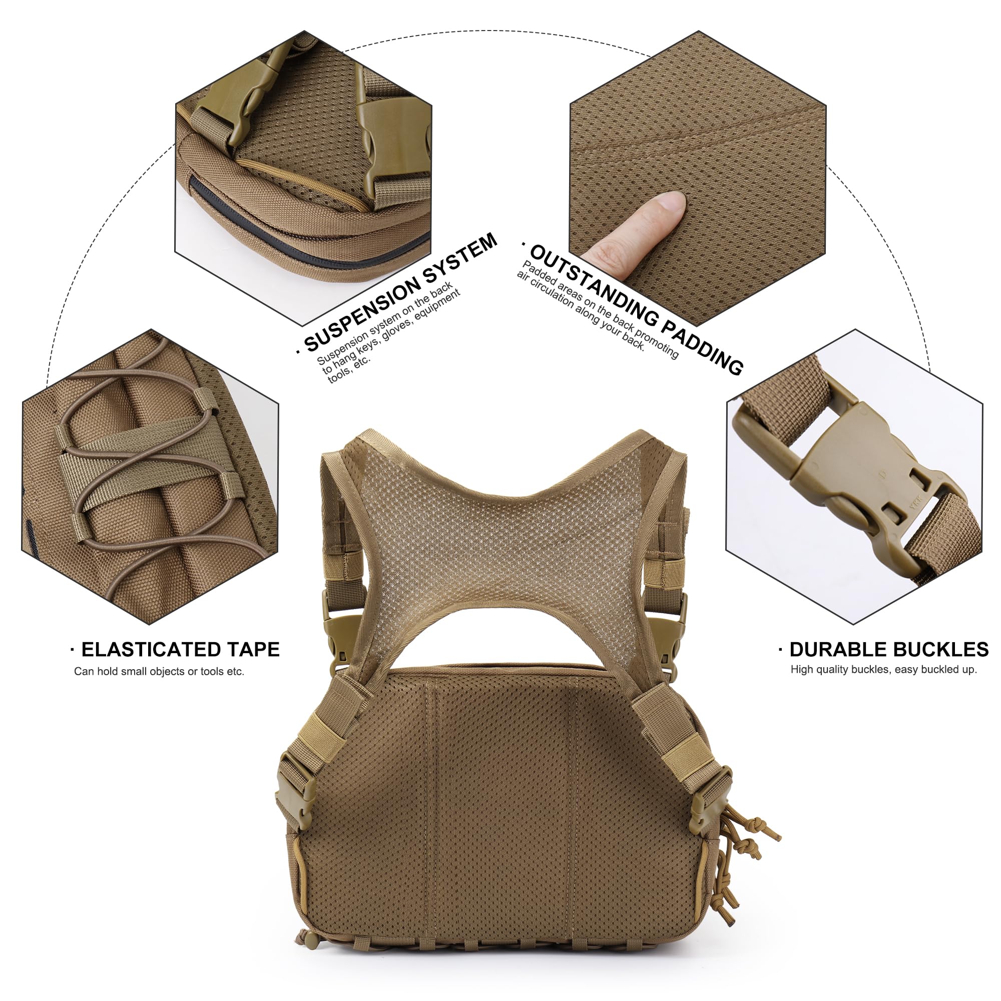Mardingtop Taktische Brusttasche Molle weste Pouch Chest Rig für Outdoor-Abenteuer, Radfahren