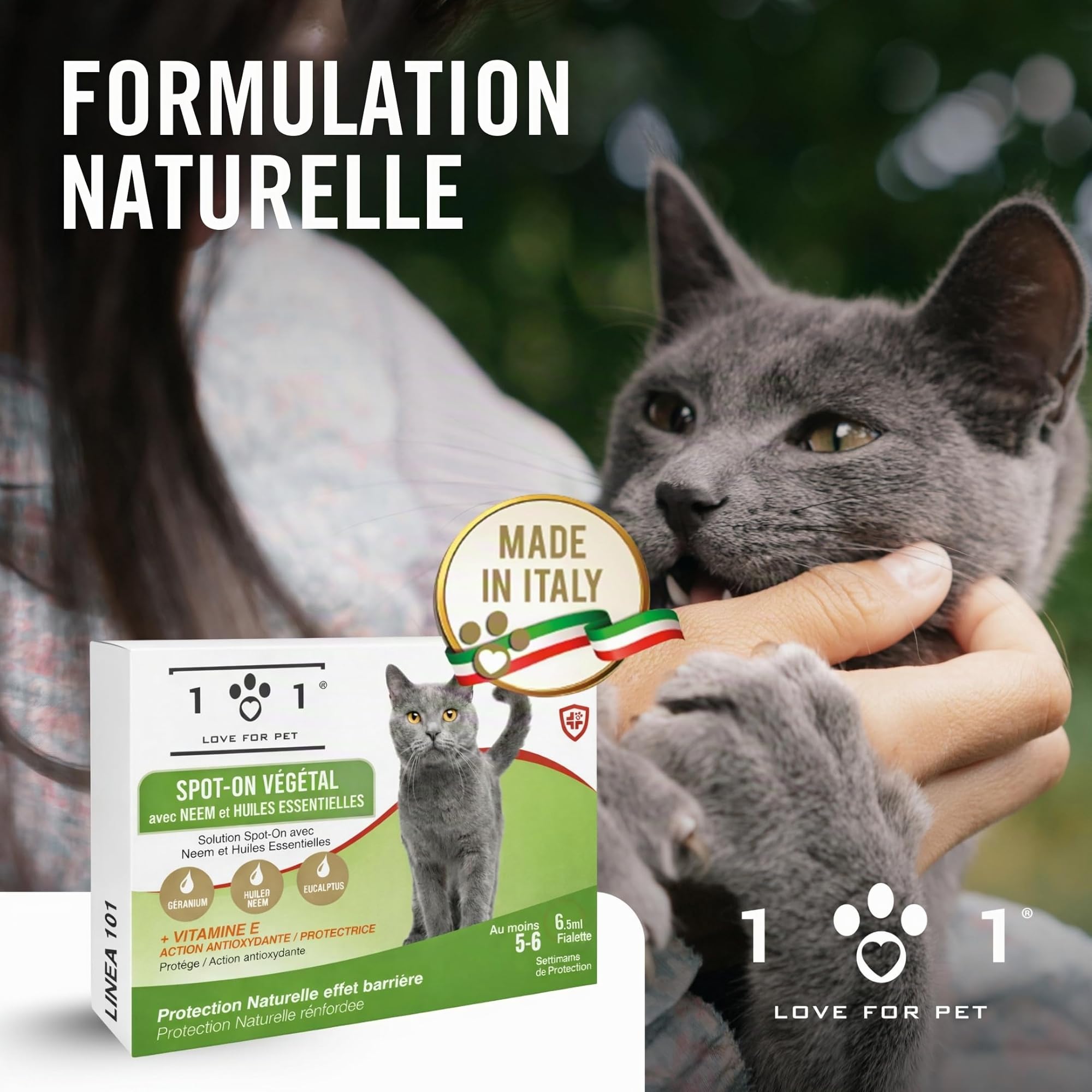 Pipette Chat Anti Puces et Tiques, Moustique 6 Ampoules de 0,5 ML Spot on Chatons et Adultes Traitement Anti Puce Chaton et Antiparasitaire Chat Naturel Application Facile, Longue Tenue Antipuce