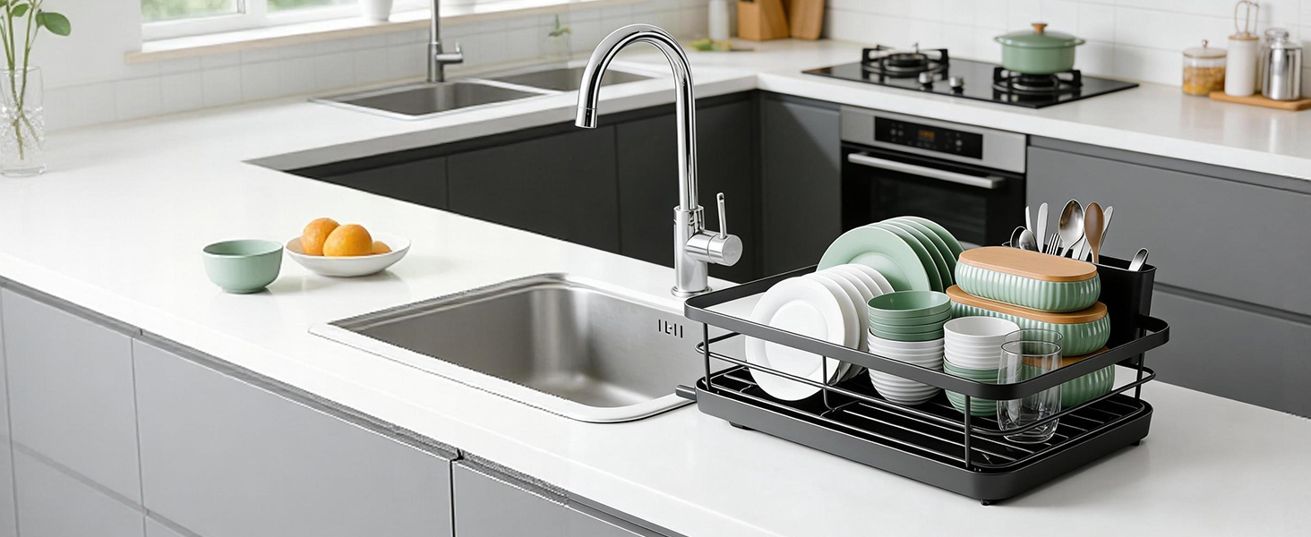 Mensola per lavello da tavola sopra il lavello scolapiatti in acciaio inox scolapiatti mensola portaoggetti grande contatore d'argento organizzatore porta utensili per la cucina