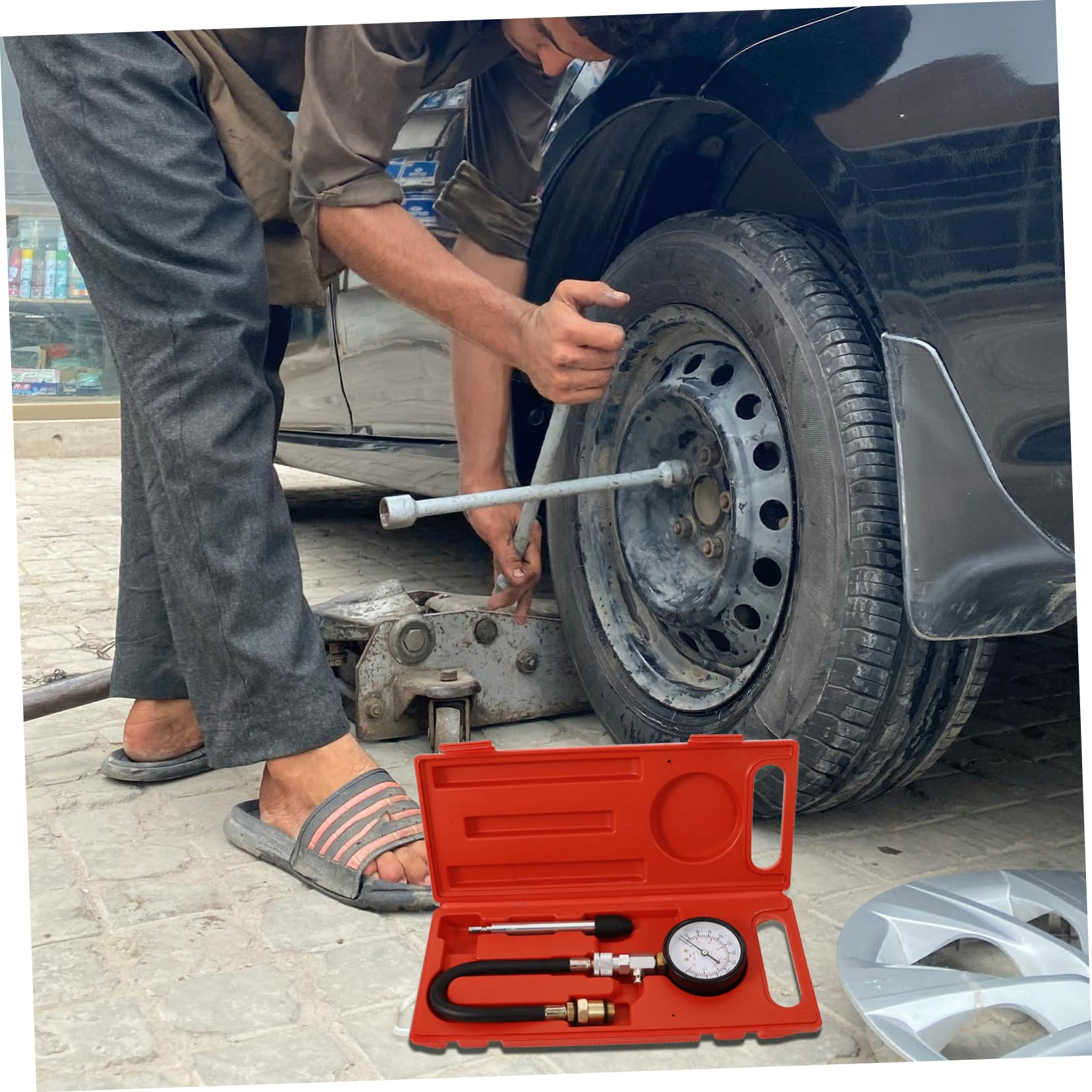 PLAFOPE Comprobador De Compresión De Cilindros Medidor De Compresión Automotriz Kit De Manómetro Herramienta Profesional Para Comprobador De De Motor