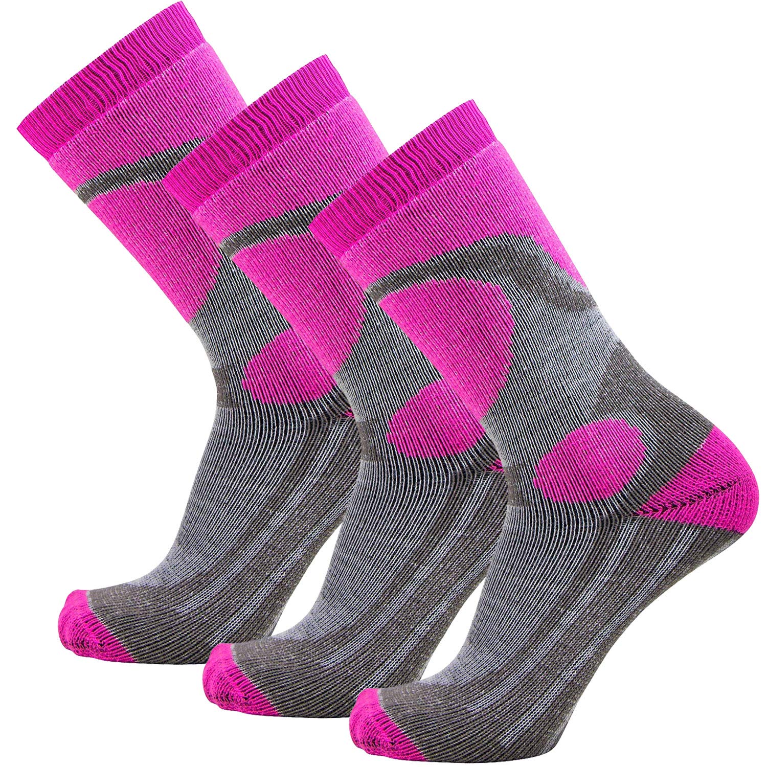 Pure Athlete Elite - Calcetines de esquí para niños y niñas, X-Small-Small, Rosa neón – 3 unidades