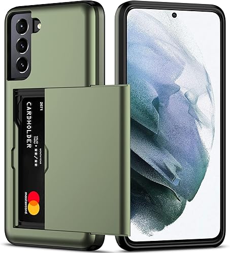 Nvollnoe Funda para Samsung S21 con tarjetero 5G de 6.2 pulgadas, doble capa, resistente, funda protectora para Galaxy S21, ranura para tarjetas Nvollnoe Funda para Samsung S21 con tarjetero 5G de 6.2 pulgadas, doble capa, resistente, funda protectora para Galaxy S21, ranura para tarjetas