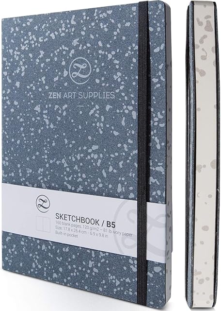 B5 Large Art Sketchbook - Sketch Notebook with Thick 120 GSM Acid-Free Ivory Paper, Cute Hardcover Art Journal with Sturdy Binding - B5 7 x 10-inch Lay Flat Mixed Media Sketchbook - ZenART