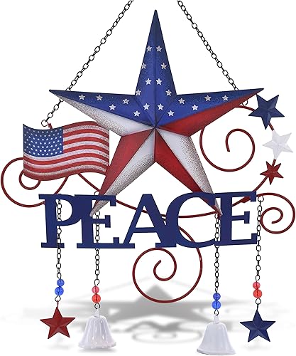 CoTa Global Campanilla de viento de la paz con la bandera de Estados Unidos, diseño patriótico para interiores o exteriores, decoración del hogar