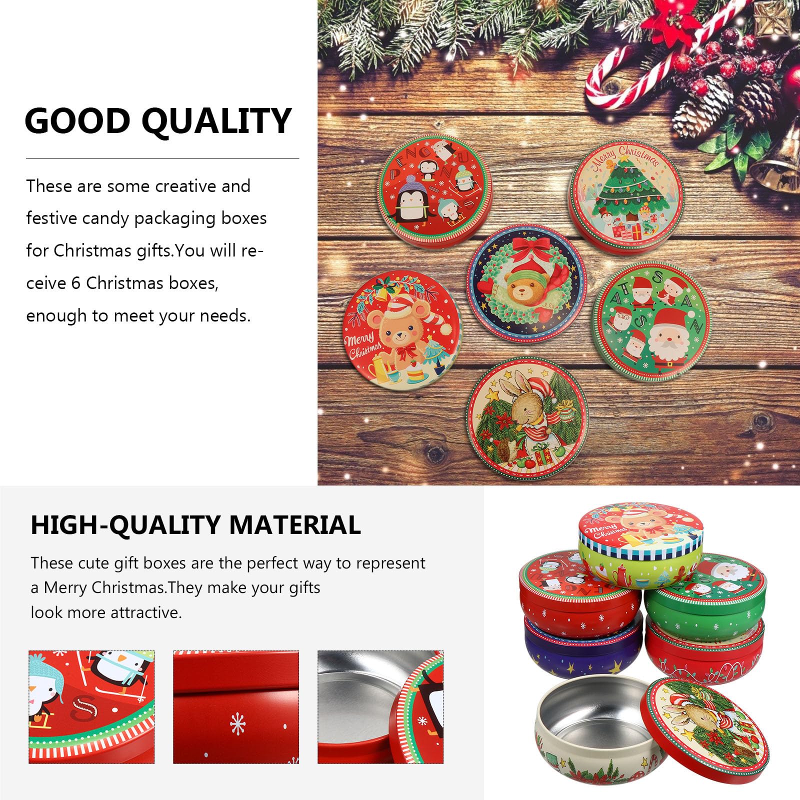 Lot De 24 Mini Boîtes De Noël En Métal - Boîtes à Biscuits Et Cadeaux 7,5x7,5x4,5 Cm - Décorations De Noël Réutilisables