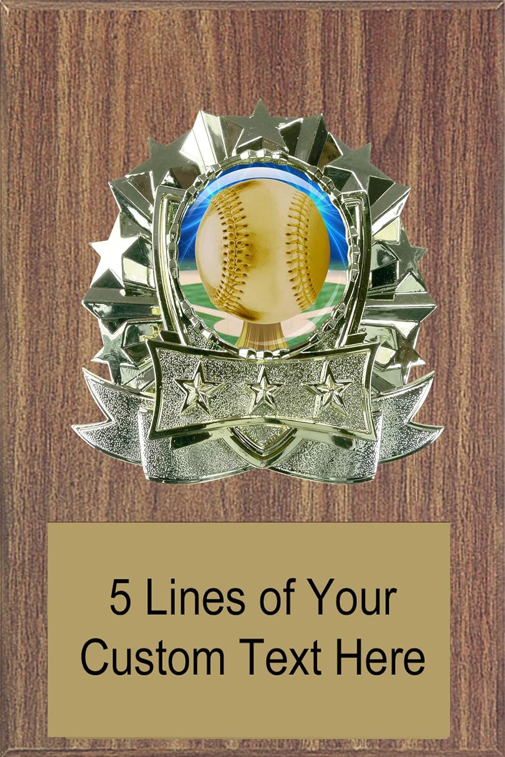 Express Medals 8 x 10 Walnut Finish Wood Baseball Plaque Trophy Award with Up to 5 Lines of Free Engraving
