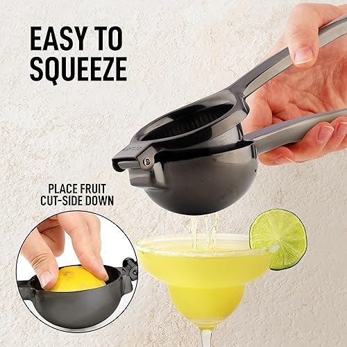 Miniatura 7 de Zulay Kitchen Exprimidor de limón extra grande de acero inoxidable, fácil de apretar y resistente, exprimidor de limón, exprimidor ergonómico de