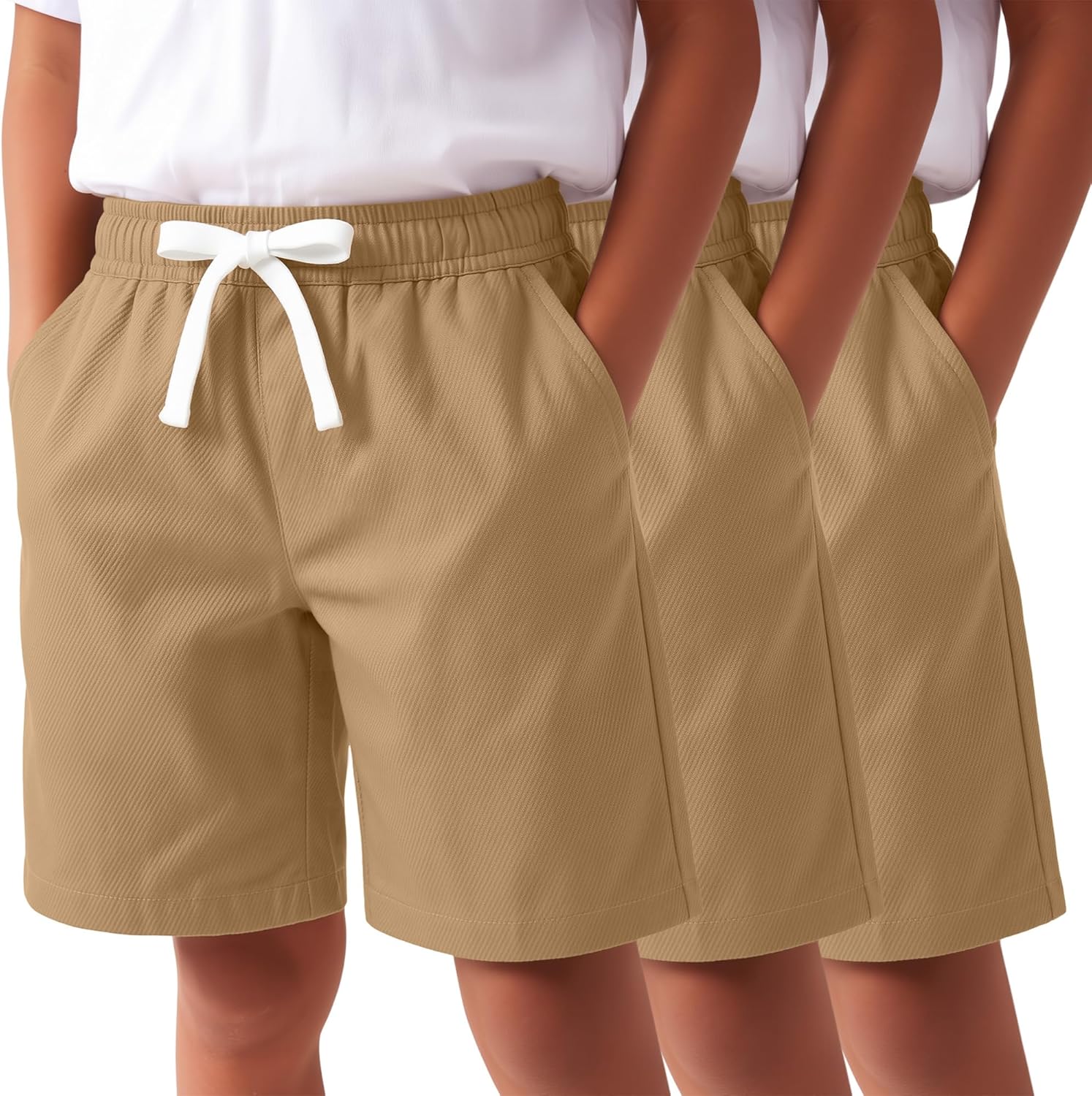 3 Pack Boys Shorts Boys Uniform Shorts School Teen Drawstring Athletic Kids Casual Clothes with Pockets 6-16 Years